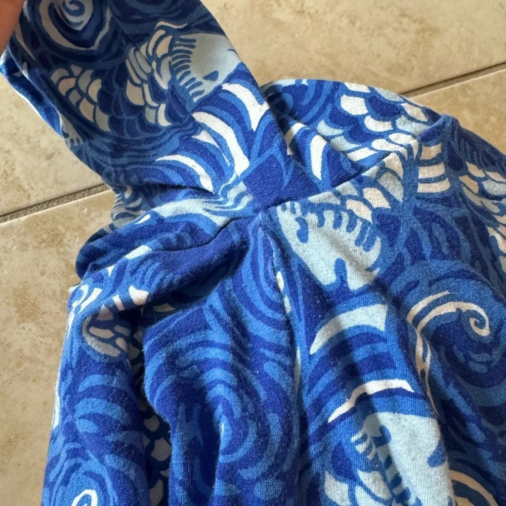 Lilly Pulitzer Sophiletta 3/4 Sleeve V neck Mini Dress Bold Blue Fish Size Small - Picture 4 of 13